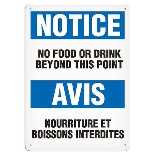 OSHA Safety Sign | Notice E/F Food | INCOM SS6026V, SS6026A, SS6026P, SC6026V, SC6026A, SC6026P, SA…