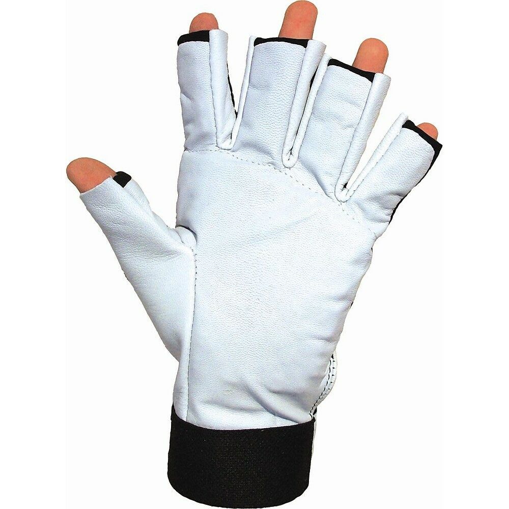 IMPACTO Anti-Vibration Air Glove with Soft Pearl Leather Palm - 3/4 Finger Style BG402 Impacto