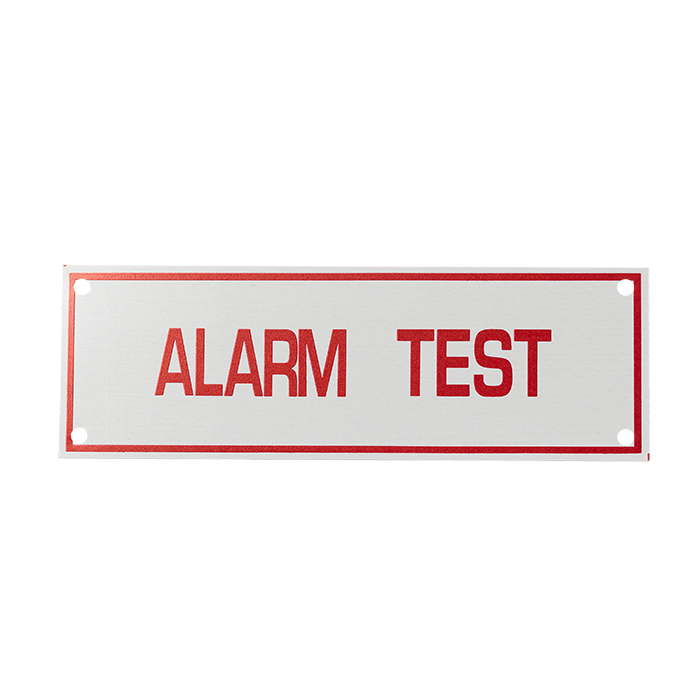 Aluminum Signs - Alarm Test - 6" x 2" A163 RS Steel