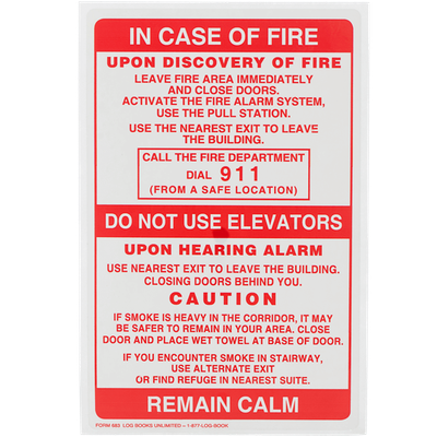 In Case of Fire Label - Single Stage Alarm