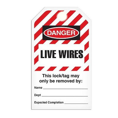 Lockout "Live Wires" Striped Tag - 25/pkg