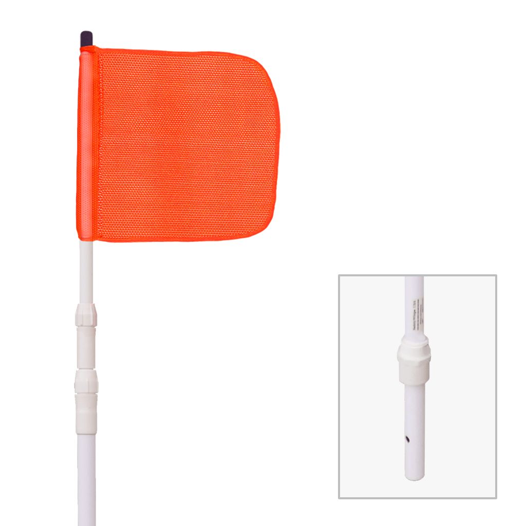 Non-Powered, Heavy Duty Telescoping Whip with 11.5"x11.5" Orange Flag