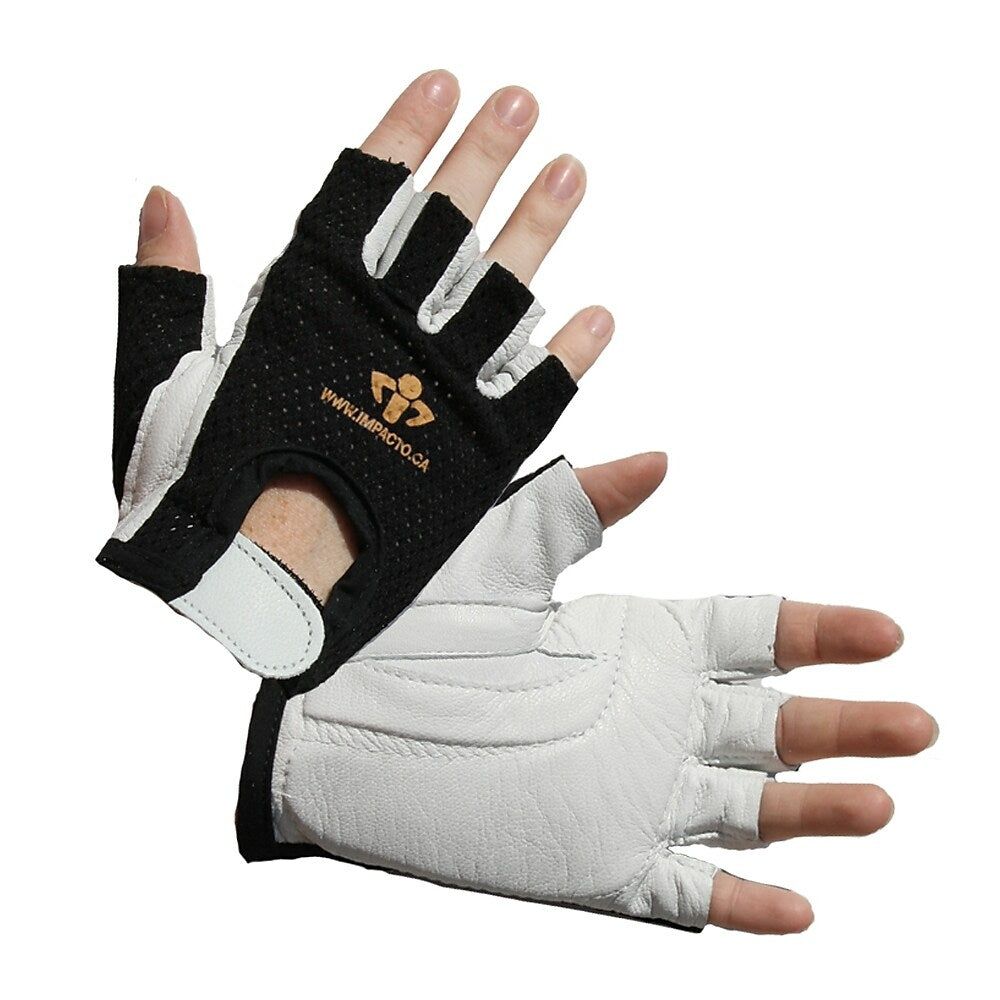 IMPACTO Anti-Impact VEP 3/16" Glove with Soft Pearl Leather Palm - Half Finger Style | Sold by Each…