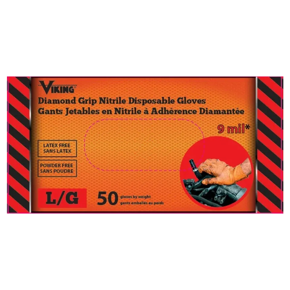 Viking Diamond Grip Nitrile Disposable Gloves | 9 mil Fingertip Thickness | 50pk 34607 Viking