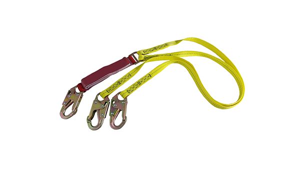 6 Ft EEA Twin External Energy Absorber Lanyard WHook - 140/375 Lbs