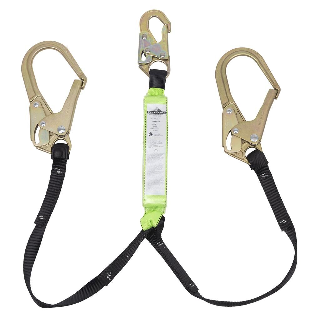 Shock Absorbing Lanyard - SP - Twin Leg - Snap &amp; Form Hooks - 200 - 350 Lb Capacity