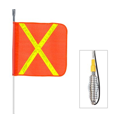 Super Duty Whip with 16"x16" Orange Flag (Yellow X) and Heavy Duty Spring Base