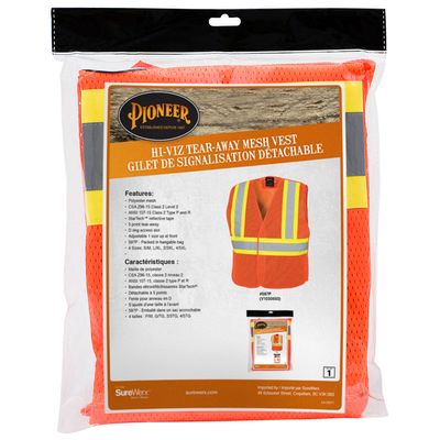 Hi-Vis Tear-Away Mesh Safety Vest CSA, Class 2 Pioneer Orange 597P