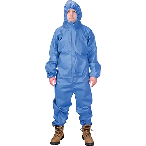 Hooded Coveralls, Large, Blue, SMS | Zenith SGX195/SGX196/SGX197/SGX198/SGX199/SGX200   Safety Supp?