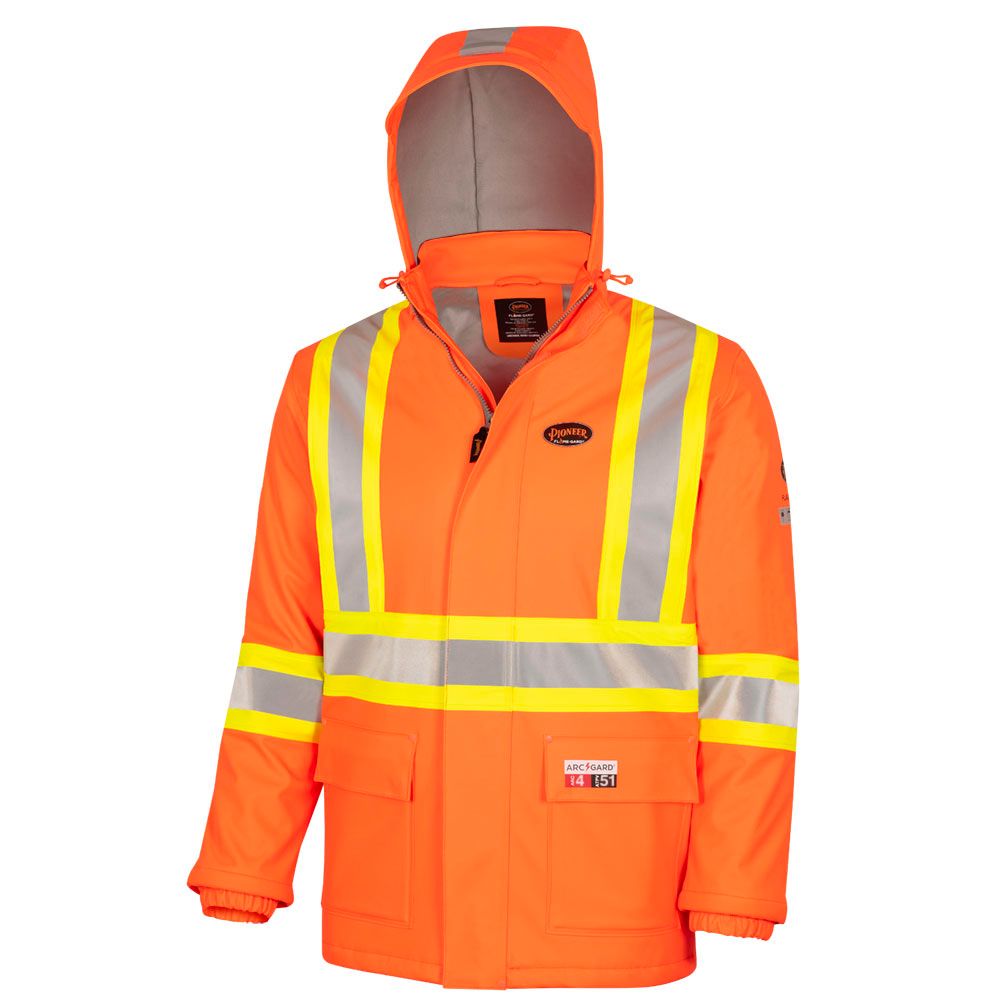 Hi-Vis Flash-Gard? FR/ARC-Rated Waterproof Jacket with Hood - Hi-Vis Orange