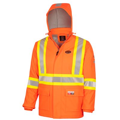 Hi-Vis Flash-Gard? FR/ARC-Rated Waterproof Jacket with Hood - Hi-Vis Orange