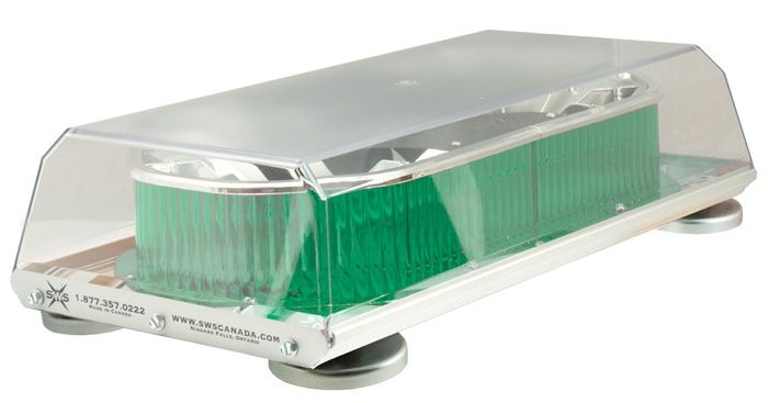 Green 16" Apollo Low Profile Fleet+ LED Mini Lightbar Magnetic Mount - Dome: Cle 16344 SWS