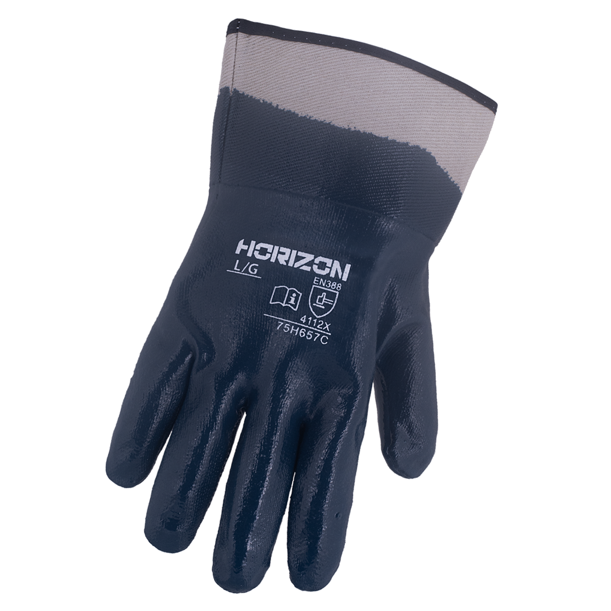 Nitrile Coated Gloves - Blue - Fully Dipped - Pasted Cuff