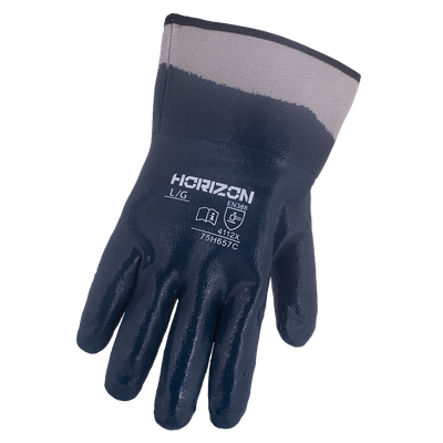 Nitrile Coated Gloves - Blue - Fully Dipped - Pasted Cuff