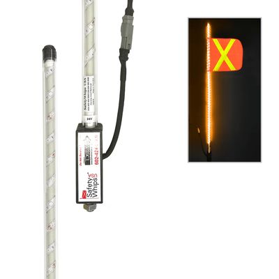 Super Duty Fully Lit Amber LED Whip with 11.5"x11.5" Orange Flag (Yellow X)