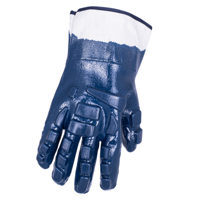 Nitrile Coated Gloves Blue - Fully Dipped - Pasted Cuff - TPR Protection