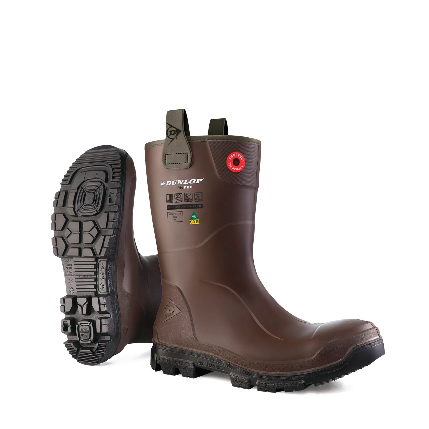 Purofort RigPro Full Safety, Brown | 11'' PU Work Boots DJ2HR42-12 Dunlop