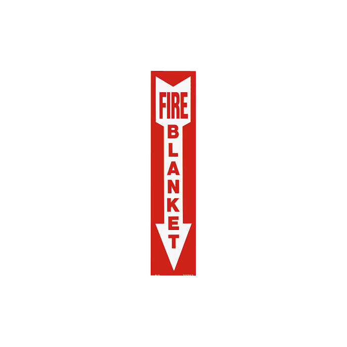 Vinyl Self Adhesive Sign - "Fire Blanket" Arrow - 4" x 18"