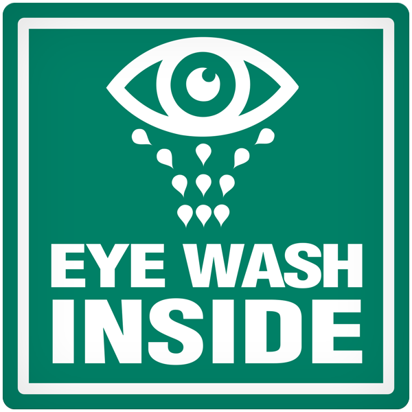 Eyewash Inside  - 4" x 4" Vehicle Safety Decal - 25/pkg DEC109 INCOM
