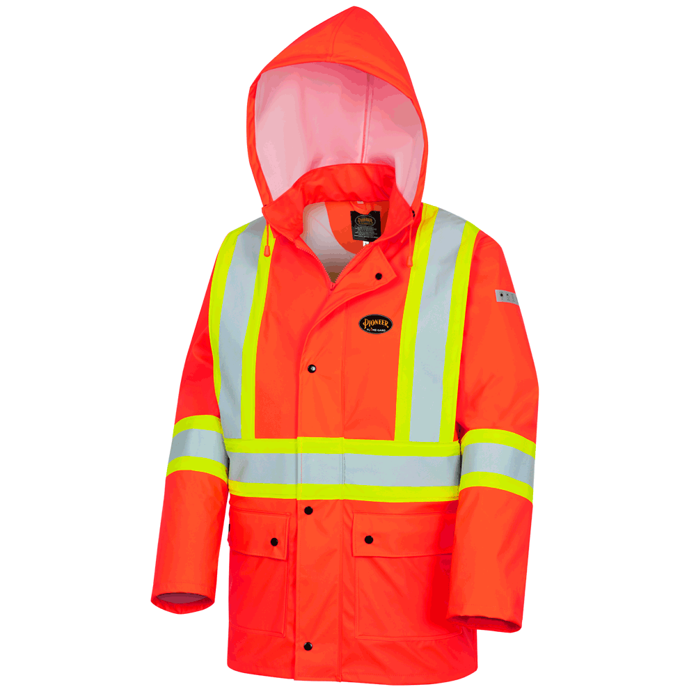 FR/PU Waterproof Safety Jacket with Pockets | Pioneer 5892PKT   Safety Supplies Canada