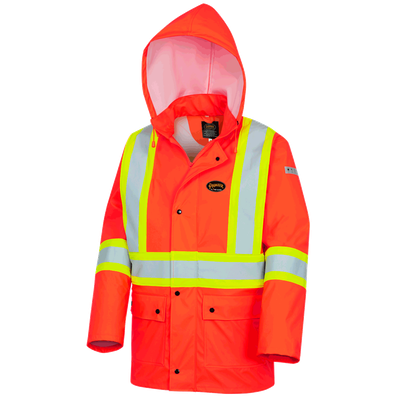 FR/PU Waterproof Safety Jacket with Pockets | Pioneer 5892PKT   Safety Supplies Canada