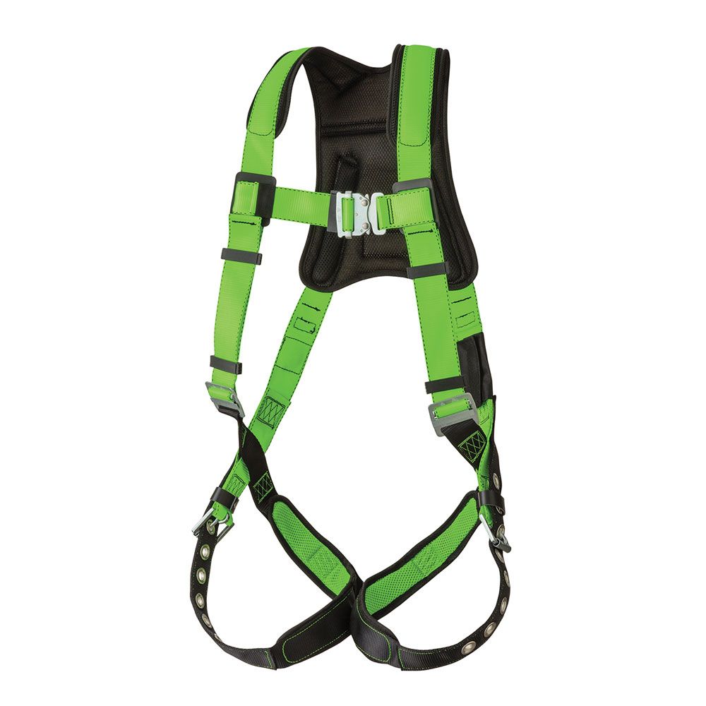 Hi-Vis PeakPro Harness wih Grommet Leg Straps | 1D, Class A | PeakWorks FBH-60120A Peakworks