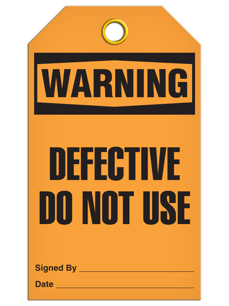 Warning Defective Do Not Use Tag PKG/25