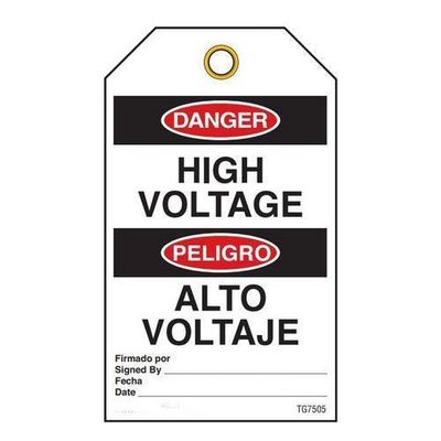 Danger "High Voltage" Bilingual E/S Tag - 25/pkg