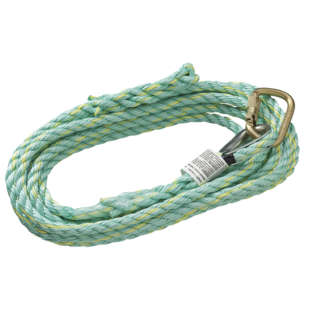 Vertical Lifeline - Carabiner &amp; Back Splice - 200' (61 m), VL-1115-200 VL-1115-200,150,100,75,50,25…