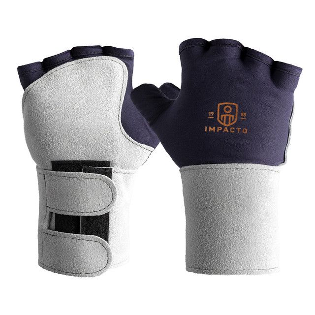 IMPACTO Anti-Impact 4-way Stretch Polycotton Glove with Suede Leather Cover - Fingerless Style | So…