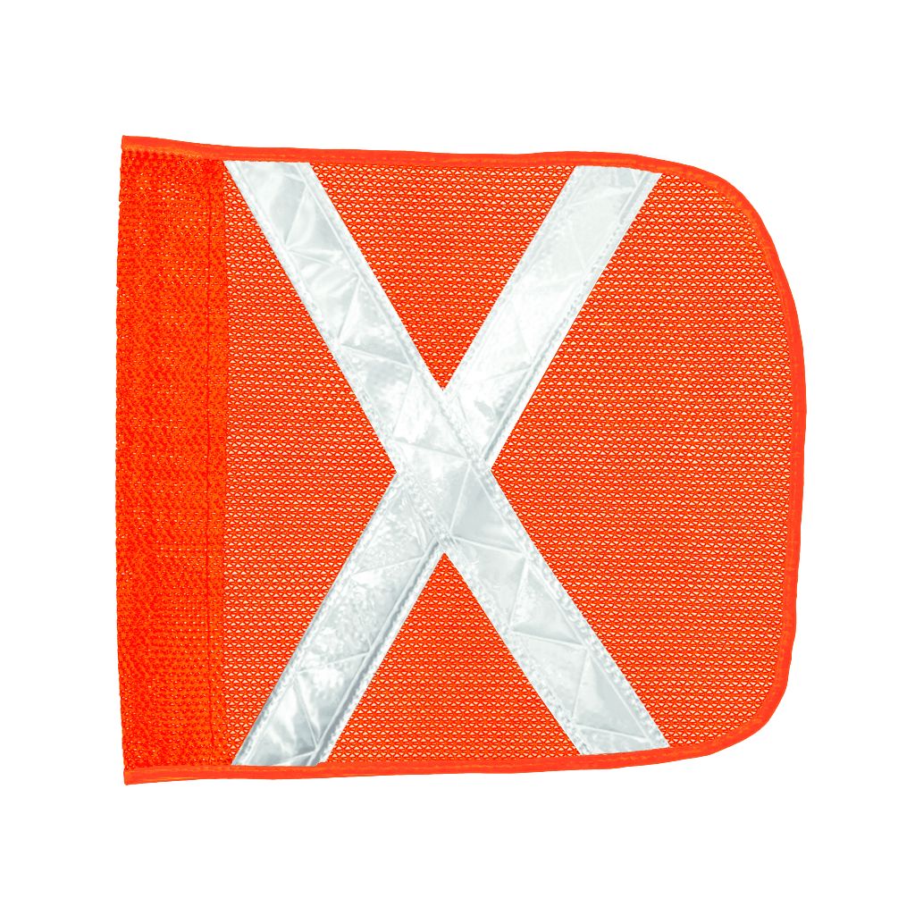Heavy Duty Orange Mesh Safety Flag (White X)