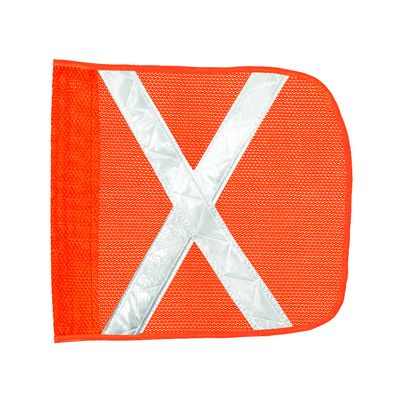 Heavy Duty Orange Mesh Safety Flag (White X)
