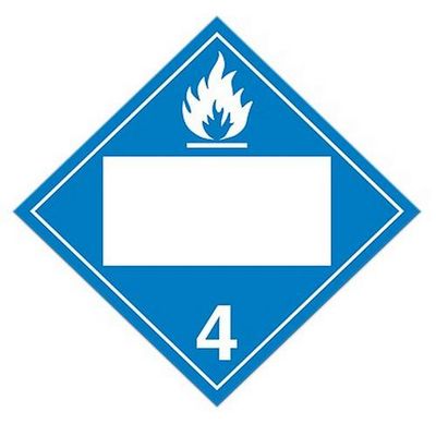 10.75" ? 10.75" Class 4.3 UN Placard - Water Reactive Substances (Pack of 100 pcs) TT430PIN INCOM