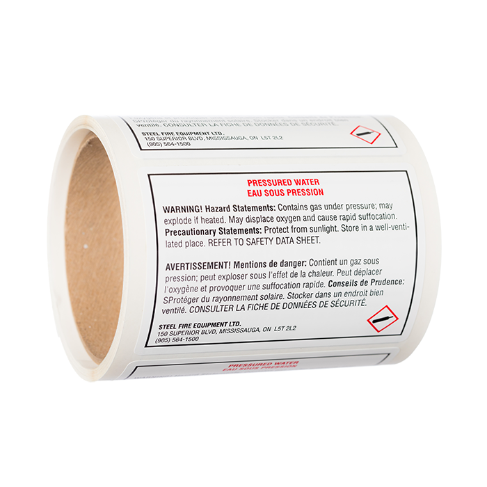 WHMIS Label - Pressure Water Blank Label - SDS Format