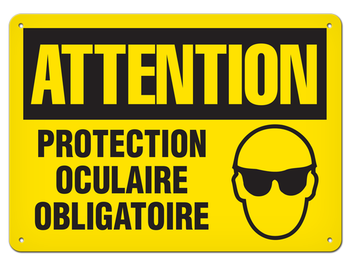 OSHA Safety Sign | Attention Protection Oculaire  | INCOM SSF2070 INCOM
