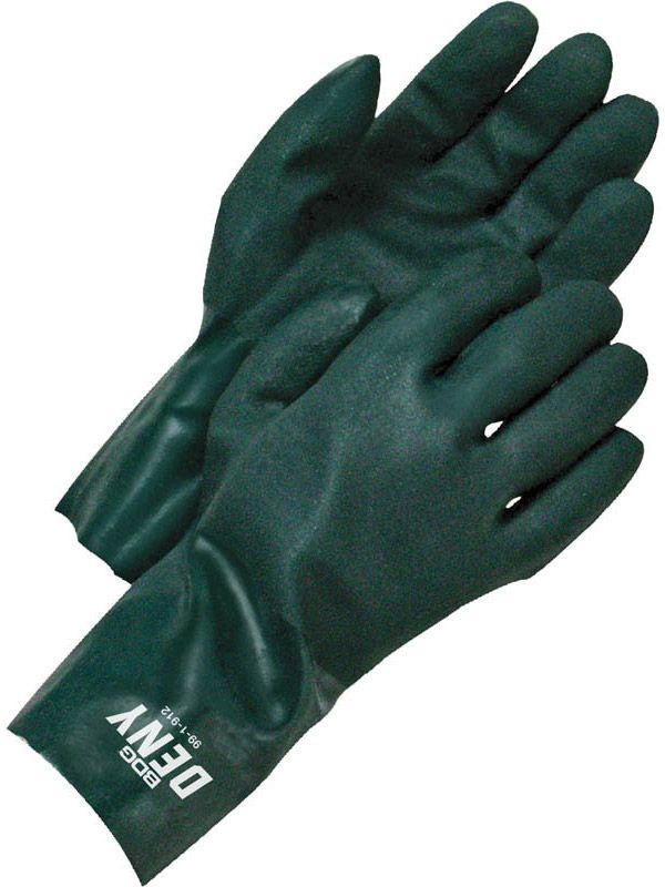 Coated PVC Double Dipped Gauntlet Green 12 in | Pack of 12 99-1-912 Bob Dale Gloves