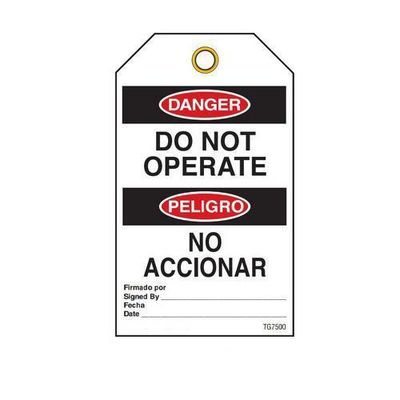 Danger "Do Not Operate" Bilingual E/S Tag - 25/pkg