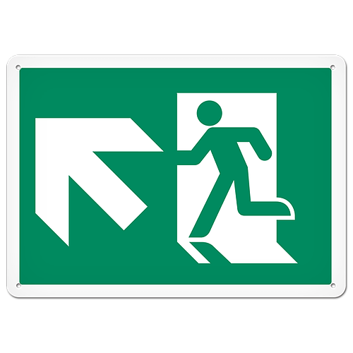 Fire Signs - Running Man Sign | Exit Up Left DFS124V/DFS124VG/DFS124P/DFS124PG   Safety Supplies Ca?