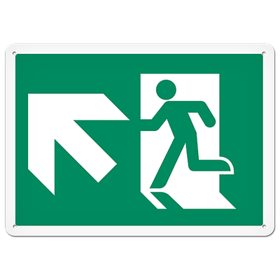 Fire Signs - Running Man Sign | Exit Up Left DFS124V/DFS124VG/DFS124P/DFS124PG   Safety Supplies Ca?
