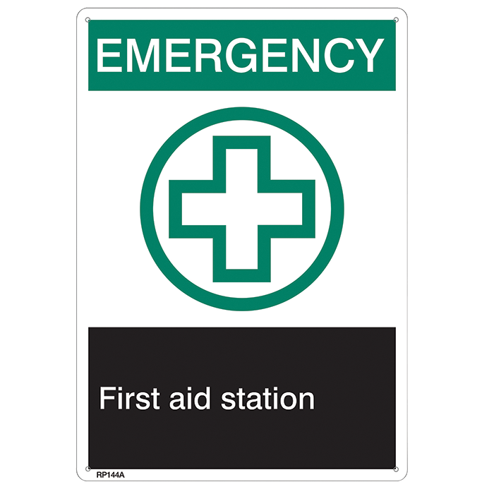Rigid Plastic Sign - ?Emergency?First Aid Station"