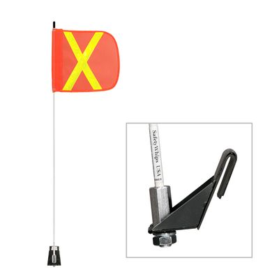 Light Duty Whip with 11.5"x11.5" Orange Flag (Yellow X) and a Window Bracket Mounting Base