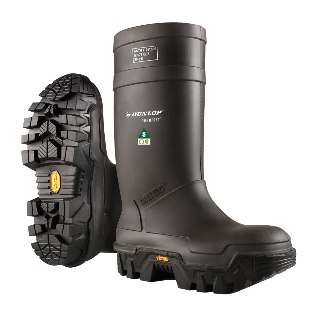 Purofort Explorer Full Safety Vibram Black Insulated PU Work Boots D902033-11 Dunlop