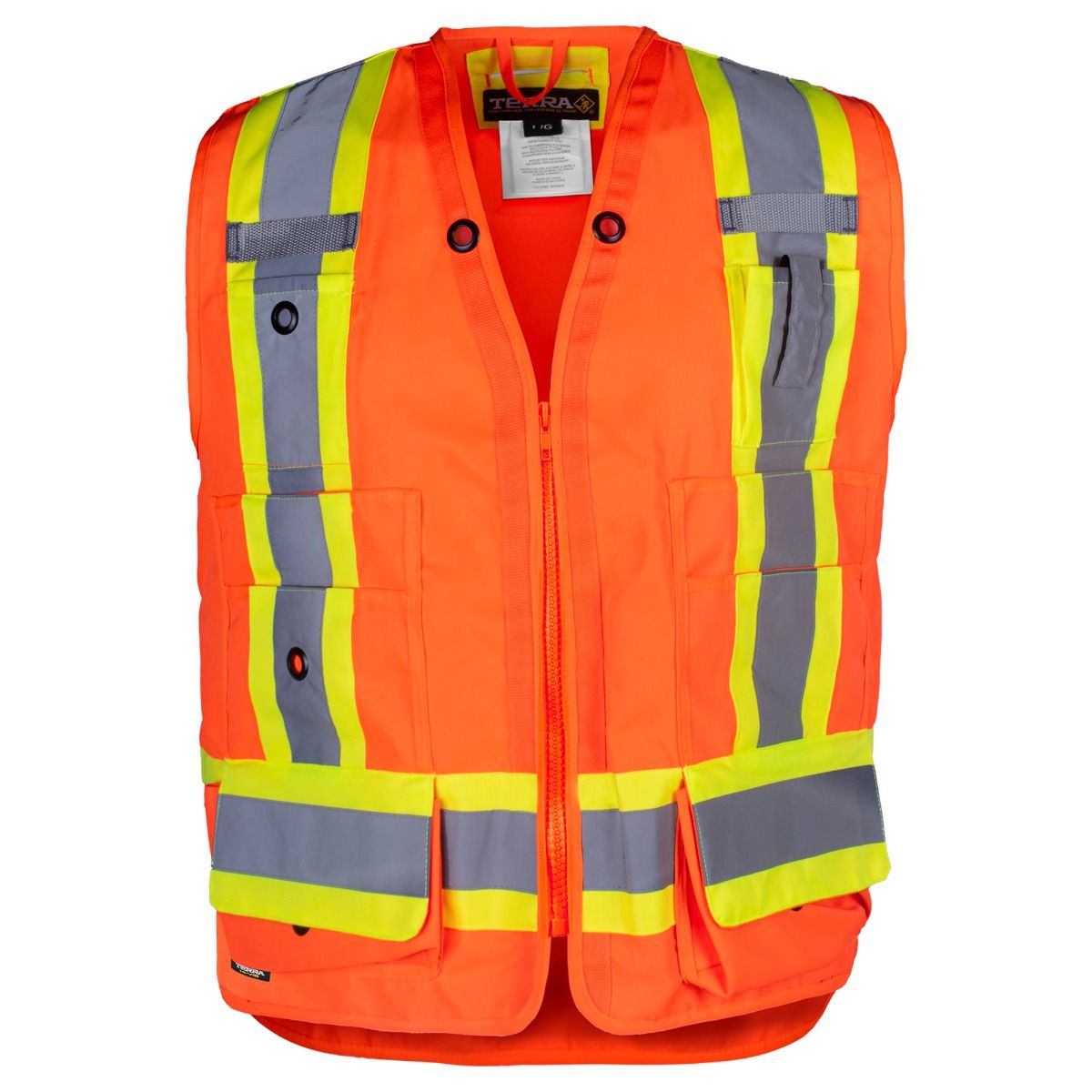 Terra Hi-Vis Surveyor's Vest with Zipper Closure 116624OR Groupe BBH