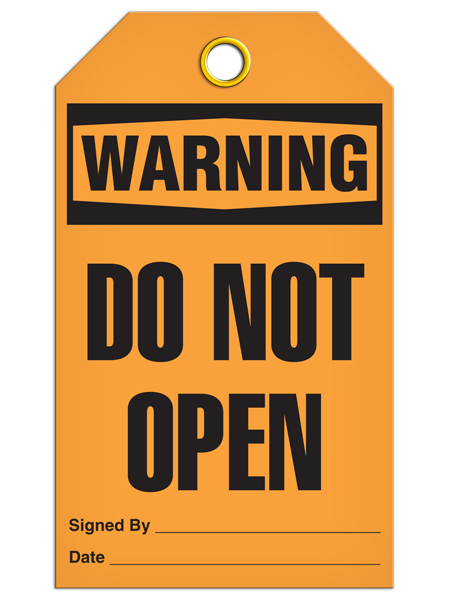 Warning Do Not Open Tag  PKG/25