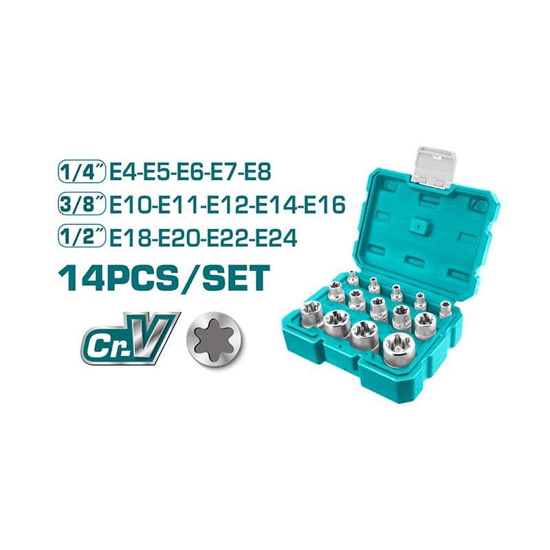 14 Pcs E-Type Socket Set THKTETS0114 Total Tools Canada