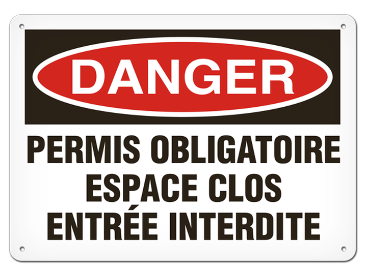 OSHA Safety Sign | Danger Permis Obligatoire Espace Clos  | INCOM SSF1085V, SSF1085A, SSF1085P, SCF…