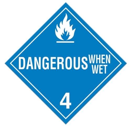 Class 4.3 "Dangerous When Wet 4" Sign (Pack of 100 pcs) TA430 INCOM