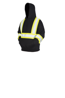 Hi-Viz Black FR Pull Over Hoodie | Detachable Hood | Protecting U PU-FR-PODH-HIVIZ   Safety Supplie?