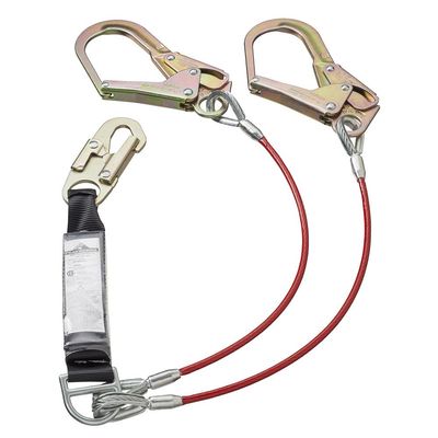 Shock Absorbing Lanyard - SP - Twin Leg - 100% Tie Off PVC Coated Cable - Snap &amp; Form Hooks - 110 -?