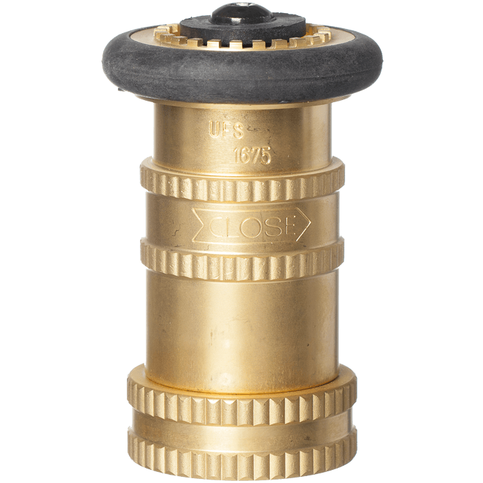 Brass Fire Hose Nozzles - 1-1/2" Adjustable Fog/Stream/Shut-Off 1675 RS Steel